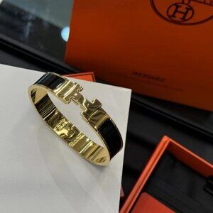 Hermès black H enamel bracelet